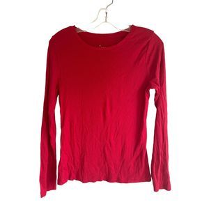 A New Day Red Ribbed Stretch Long Sleeve Crew Neck T-shirt Medium